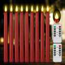 Flameless Taper Candles with Remote Control,9PACK Plastic LED Candle, Flickering Battery Operated, 9.2'Classic Tall Candles for Wedding, Party,Christmas,Home Decor (Red)