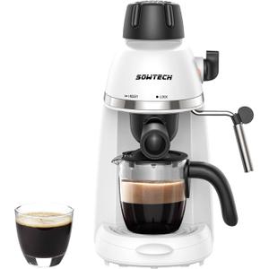 Espresso Coffee Machine Cappuccino Latte Maker 3.5 Bar 1-4 Cup with Steam Milk Frother White, CM5409-UL