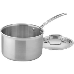 Cuisinart 4-Quart Skillet, Stainless Steel Cookware Multiclad Pro Triple Ply Saucepan w/Cover, MCP194-20N