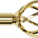 Gold Curtain Rods for Windows 32-50 inch with Twisted Cage Finials, Adjustable Curtain Rod Set with Brackets, Heavy Duty for Bedroom, Kitchen, Decorative 5/8" Diameter