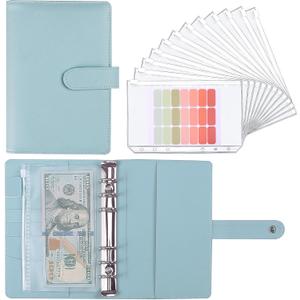 Money Saving Binder, Savings Challenges Book with for Cash Envelopes, 12pcs Zipper Envelopes A6 Budget Binder, Budget Planner for Managing Budgets and Saving Money -(Blue-7.4IN)