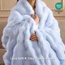 Faux Rabbit Fur Throw for Couch - Light Blue Bubble Blanket 50"x60"