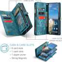 Asuwish Phone Case for Google Pixel 9/9 Pro 5G Zipper Wallet Detachable Cover with Tempered Glass Screen Protector and Leather Flip Credit Card Holder Cell Accessories Pixel9 9Pro Nine Women Men Blue