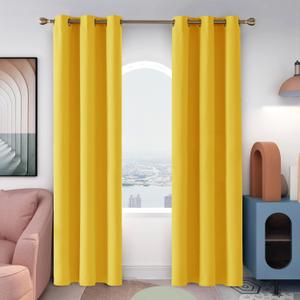 Deconovo Blackout Grommet Curtains  Thermal Insulated, Noise-Reducing, Sustainable & Easy-Care Drapes for Bedroom, Living Room & OfficeOeko-TEX Certified, Mellow Yellow, 42W x 84L Inch (Set of 2) (42"W x 84"L (Pack of 2))