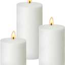 White Unscented Pillar Candles 3-Pack  Dripless & Smokeless, Long-Burning Thick Candles (2",3",4" Heights) for Weddings, Home Decor & Serene Ambiance