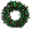 Christmas Tinsel Holly Berry Wreath - 12 Inch Pack of 4