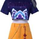 Mira Cosplay Costume for Women Anime Mira Costume Role Play Full Set T-shirt Short Skirt Halloween Carnival Party, L