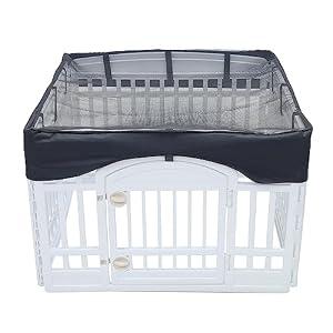 Dog Playpen Mesh Top Cover,[Play Pen Not Included] Fits 36" Inch Pet Playpen with 4 Panels，Dog Cage Covers Puppy Play Pen Cover,Indoor/Outdoor Use,Easy to fold for Portability
