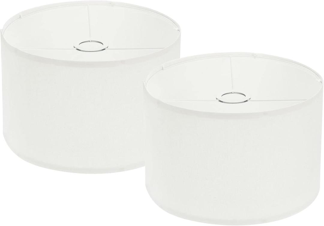 PATIKIL Drum Lamp Shades Set of 2, 12"x12"x8" Linen Lamp Shade Easy Assembly Lampshade for Table Lamps Floor Lamps Pendant Lights, Beige
