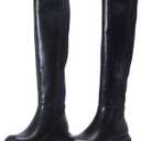 Womens Knee High Boots  Lightweight Spandex Fabric, Comfortable Round Toe, Side Zipper & Platform Chunky Heel  Easy Match Wide Calf Boots (9, Black)