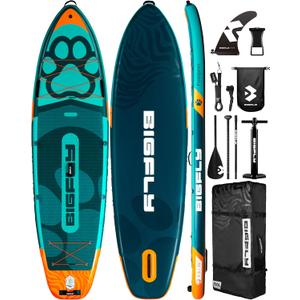 Bigfly 11'635" Super Wide Inflatable Stand Up Paddle Board, Ultra Stable Wide SUP for 2+1 People/Family/Big Size, 100L Backpack, All-Round Sup Board, US Big Fin