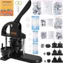 VEVOR Button Maker, 1/1.25/2.28 inch(25/32/58mm) 3-in-1 Pin Maker with 300pcs Button Parts, Ergonomic Arc Handle Punch Press Kit, Button Maker Machine with Panda Magic Book, for Children DIY Gifts