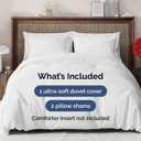 Duvet Cover Queen Size Set - Extra Soft Queen Duvet Cover 90" x 90" with 2 Pillow Shams - Hotel Luxury, Easy Care and Fade Free w/ Zipper Closures & Ties - All Season, Comfy, Cozy & Breathable (White)