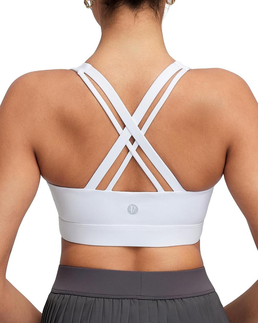 RUNNING GIRL High Impact Sports Bra for Women,Criss-Cross Back Top with Moulded Cups Womens Sports Bra High Support (White, S)