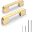 10 Pack 3 Inch Brushed Gold Cabinet Pulls Solid Zinc Alloy Gold Cabinet Handles - Brushed Brass Dresser Drawer Pulls for Kitchen Cabinet Hardware Zinc Alloy Handles