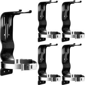 Therwen 5 Pack Fire Extinguisher Bracket 5 lb Wall Mount Stainless Steel Extinguisher Holder for Home Truck Vehicle (Black)