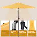 Tempera Patio Market Outdoor Table Umbrella with Push Button Tilt and Crank, Large Sun Umbrella with Sturdy Pole & Fade Resistant Canopy, Easy to Set