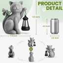 Solar Garden Outdoor Statues Cat with Solar Lantern,Outdoor Cat Figurines Decorations,Lawn Home Decor for Patio, Balcony, Yard Ornament,Unique Housewarming and Birthdays Gifts for Mom Women Grandma