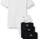 Amazon Essentials Men's V-Neck Undershirt, Breathable Cotton, Pack of 6 (Large, Black/White)