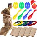 Set of 12 Potato Sack Race Bags Outdoor Lawn Games with Egg Spoon Race Games, 3 Legged Relay Race Bands Carnival Games Outside Birthday Party for Family