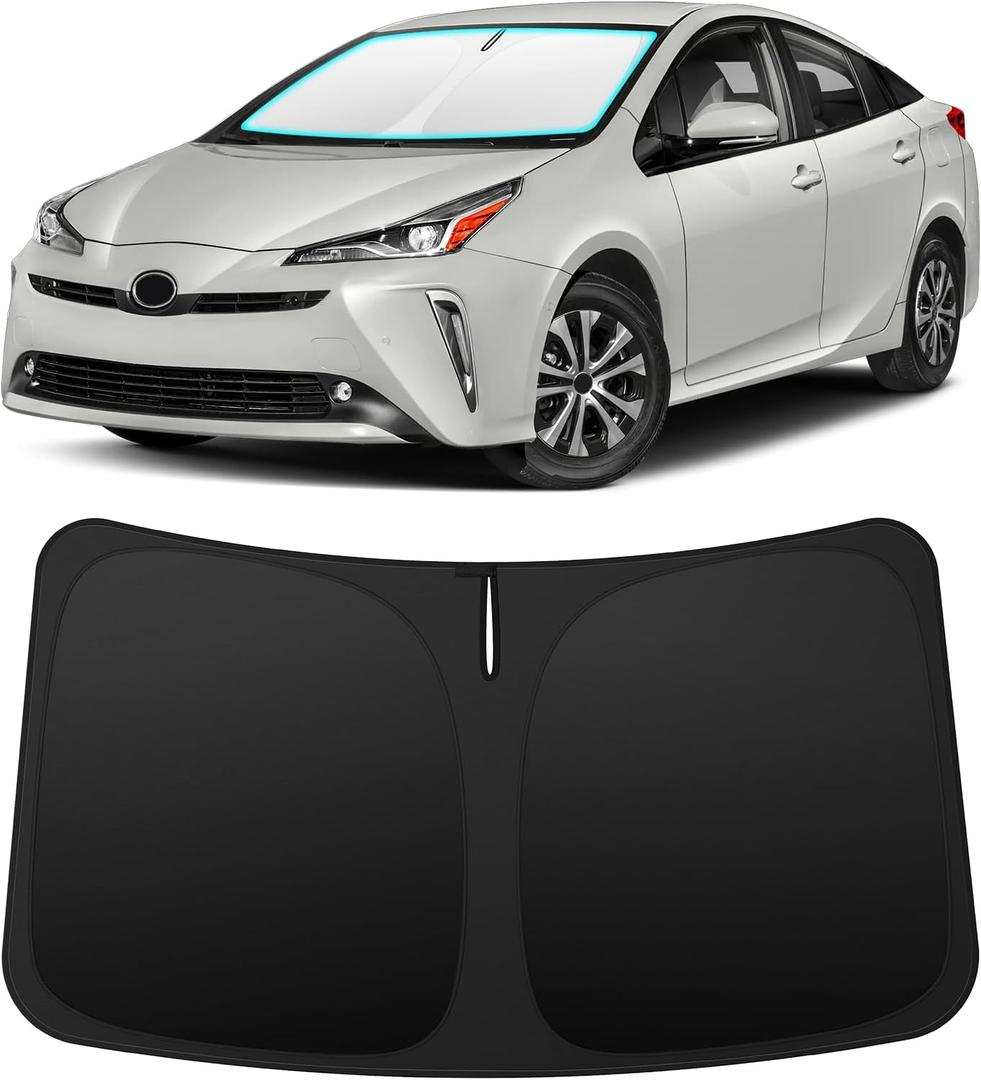 INSAUTO Foldable Windshield Sun Shade for Toyota Prius Hatchback 2010-2015 (Prius C/V Not Fit), Heat & UV Protection Car Sunshade with Storage Bag, Keep Interior Cool & Easy Installation