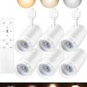 Zoomable 30W LED Track Lighting Heads,2700K-6500K Stepless Dimming H Type Dimmable Rail Ceiling Track Lights Fixtures,3000LM,Flicker Free 15to 60CRI90,White 6 Pack