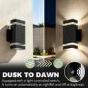 JYV Square Dusk to Dawn Outdoor Wall Lights, Up and Down, Black 4 Pack