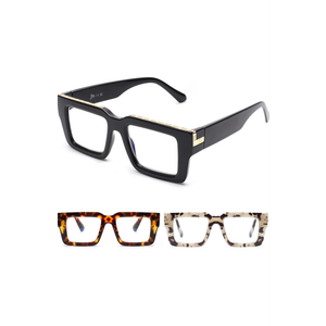 JM 3 Pack Oprah Style Reading Glasses for Women Men, Fashion Square Blue Light Blocking Readers, +1.75