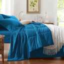 Anluoer Queen Comforter Set 7 Piece, Teal Bed in a Bag with Sheets, Comforters Queen Size Bedding Sets with 1 Comforter, 2 Pillow Shams, 2 Pillowcases, 1 Flat Sheet,1 Fitted Sheet
