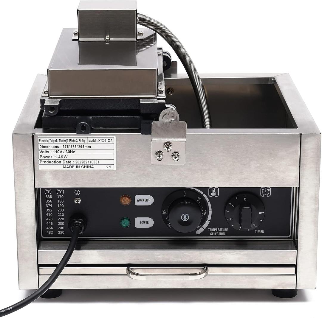 1500W Taiyaki Fish Waffle Maker, 3-Mold Non-Stick Electric Cake and Waffle Maker, for Grocery Store Restaurants, for Making Waffles