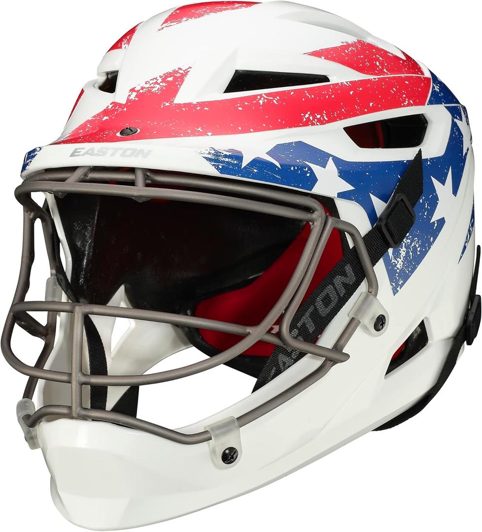 Easton | Hellcat Slowpitch Softball Helmet | Pitchers/Fielders Mask | NOCSAE Certified | Multiple Styles (S/M | 6 7/8" - 7 1/2", Stars & Stripes)