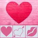 3 Pcs 24 x 24'' Valentines Large Heart Stencil for Painting on Wall Wood Stone Reusable Lips Heart Templates Love Stencils for Fabric Walls Paper Valentines Day Drawing Spraying Crafts