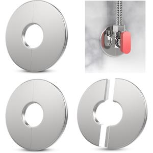 Wall Split Flange, HONSNKS 3Pcs Self Adhesive Round Escutcheon Plate 304 Stainless Steel Wall-mounted Pipe Hole Cover for Various Pipes (27mm/1.06inch ID)
