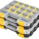 Tools Box Organizer Double Side 34 Compartments Hardware Organizers with Removable Plastic Dividers for Screws Nuts Nails (2 Pack, Yellow)