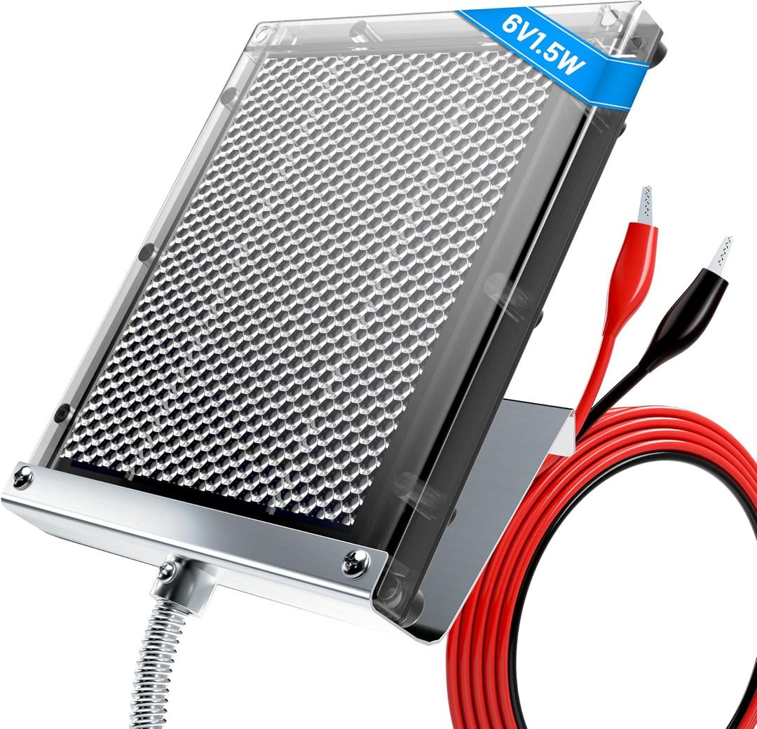 POWOXI Solar Panel for Deer Feeder 6V 1.5W Waterproof Solar Battery Charger with Mounting Bracket Alligator Clip Game Feeders Solar Panel 6 Volt