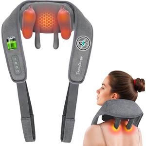 Cordless Neck Massager with Heat - FSA Eligible HSA Neck Shoulder Massager for Pain Relief Deep Tissue,6D Deep Kneading Shiatsu Back Massage, Gifts for Fathers Men Women
