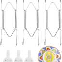 3 Pack Plate Hangers for Wall 6-8 Inch, Stainless Steel Invisible Heavy-Duty Wire Plate Holder with Wall Hooks, Display Hanger for Decorative Plates, Dishes & Platters(Silver)
