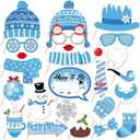 2 x Snowman Photo Booth Props,Winter Wonderland Snow Booth Props(25CT)