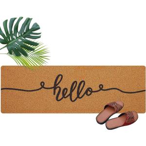 Ninehaoou Long Doormat 48''x16'' Front Door Mat for Entrance Inside Outdoor Large Decorative Door Rug Welcome Mat for Outside Home Entry(Hello,Yellow)