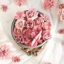 Floroom Mini Artificial Flower Heads Dusty Rose Fake Peony Daisy Rose Multicolor Small Faux Silk Flower Heads for Cake Craft Garland Wedding Party Graduation Cap DIY Home Decoration, 0.8"-3.6"