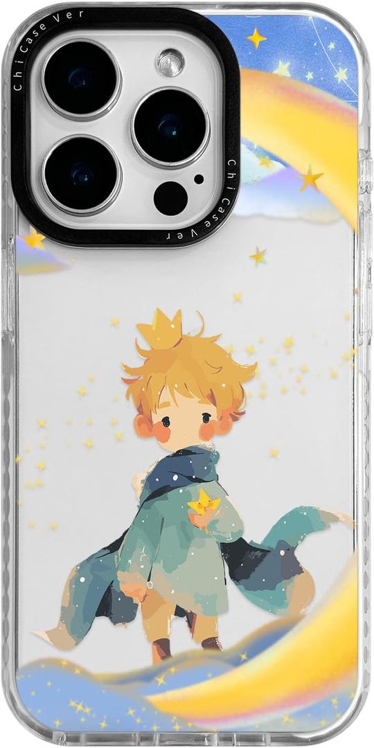 for iPhone 16 Pro Max Case, Cartoon Pattern with Little Prince-Like, Military-Grade Drop Protection, Cute Soft Slim TPU Protective Cover with Camera Lens Protection for Women & Girls