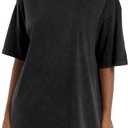 Tuislay Oversized Tshirt Shirts for Women Vintage Acid Wash T Shirt Cotton Casual Baggy Boyfriend Teens Basic Grunge Tees Top