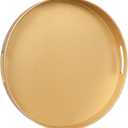 MAONAME 13" Gold Round Decorative Tray for Coffee Table, Modern Serving Tray with Handles, Plastic Ottoman Trays, Bathroom Decor
