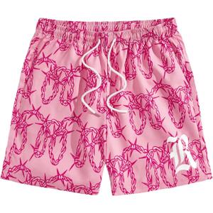 COZYEASE Men's Letter Graphic Print Drawstring Waist Shorts Casual Tie Front Track Athletic Gym Shorts (XS)