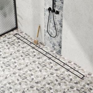 Neodrain 48-Inch Linear Shower Drain with Tile Insert Grate, Matte Black 304 Stainless Steel Rectangle Shower Floor Drain, Linear Drain with Leveling Feet, Hair Strainer (Black)