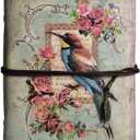 MALEDEN Vintage Refillable Journal, Premium Leather Traveler Notebook Sketchbooks Classic Diary Planner with Blank Pages and Zipper Pocket (Bird)