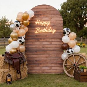 2 x Wood Arch Backdrop Cover 6.6ft,Stretch Spandex Wrinkle Free Rustic Wood Grain Chiara Arch Backdrop Cover, Vintage Arch Background for Wedding Photography, Baby Shower Birthday Party (Cover Only)
