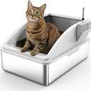 Stainless Steel Litter Box XL with Lid – Enclosed Cat Litter Box for Large Cats, High Sided Leak Proof Metal Litter Box, Easy Clean Non Stick Odor Control
