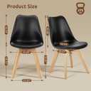 Dining Chairs Set of 4, Modern Upholstered Dining Room Chairs with PU Leather Padded Seat, Armless Kitchen Chairs with Curved Backrest and Solid Wood Legs for Dining Room, Kitchen, Apartment, Black, Pack of 4
