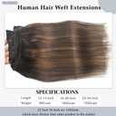 Brown Highlights Hair Wefts Sew in Hair Extensions Real Human Hair Bundle, 24 Inch 120G Ombre Dark Brown Balayage Chestnut Brown Highlights Weft Hair Extensions Human Hair Hand Tied Weft Extension